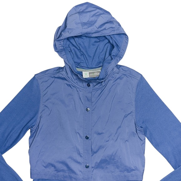 Exofficio Buzz Off Womens Insect Shield Hooded Jacket XS Blue Button Lightweight - Picture 2 of 8